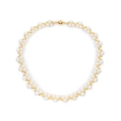 Gold Hematite And White Pearl Collar
