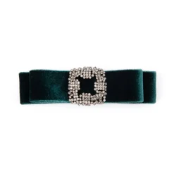 Green Velvet Bow Hairclip