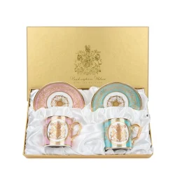 Special Edition Lustre Pink And Green Coffee Cup And Saucer